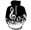 White/ Purple Music Notes Black Hoodie