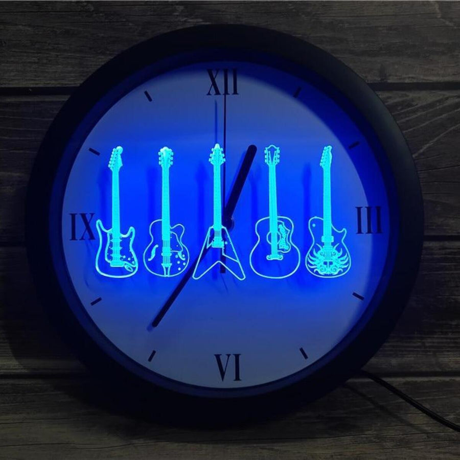 Led Guitar Wall Clock