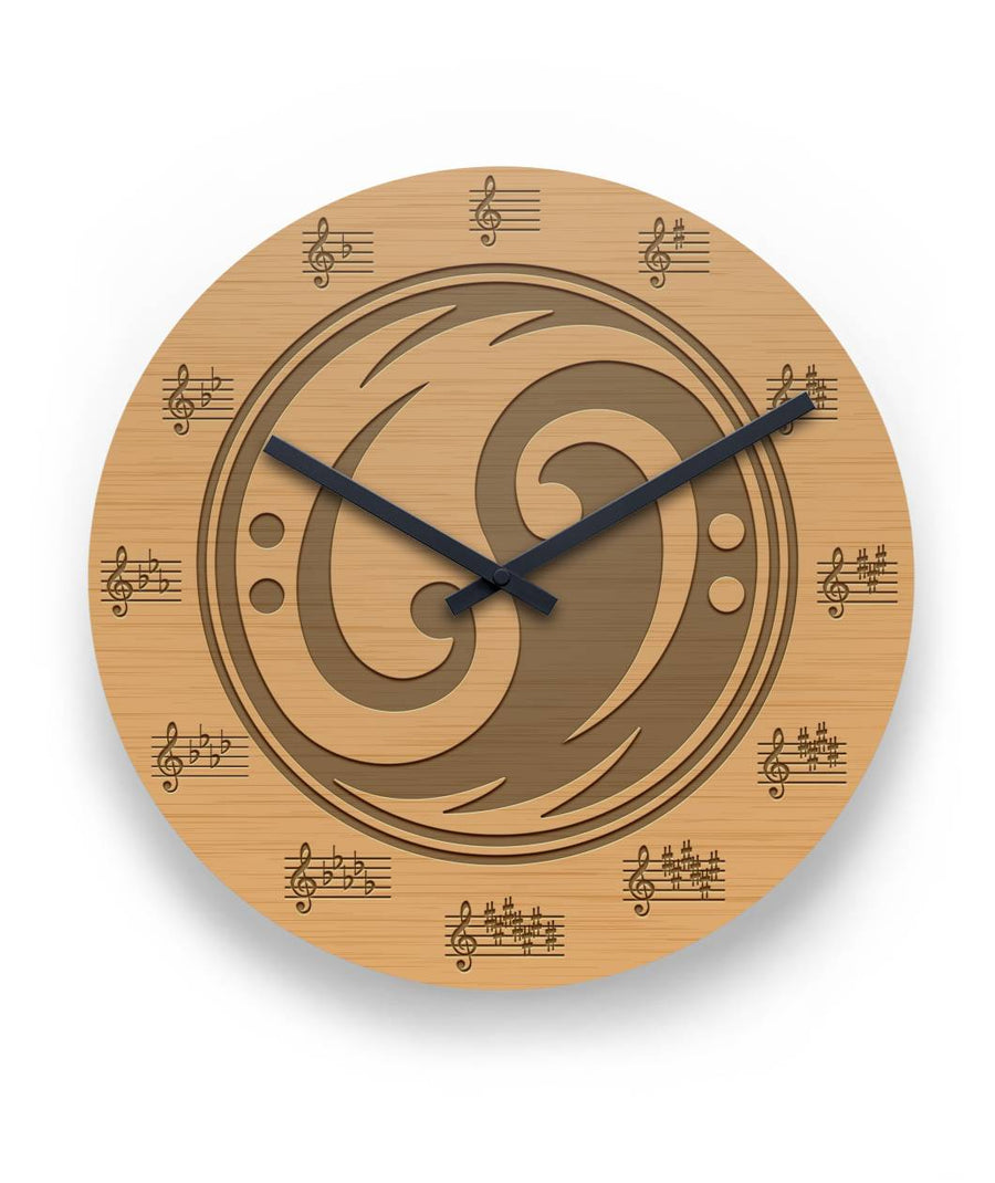 Yin Yang Bass Clef Wall Clock