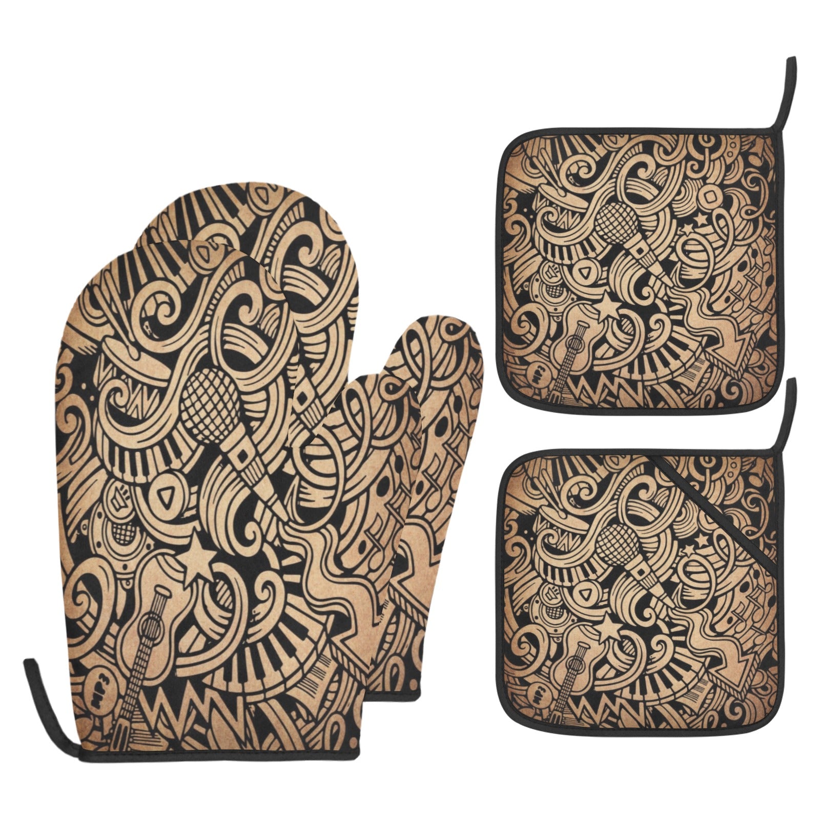 Music Notes Art Oven Mitts