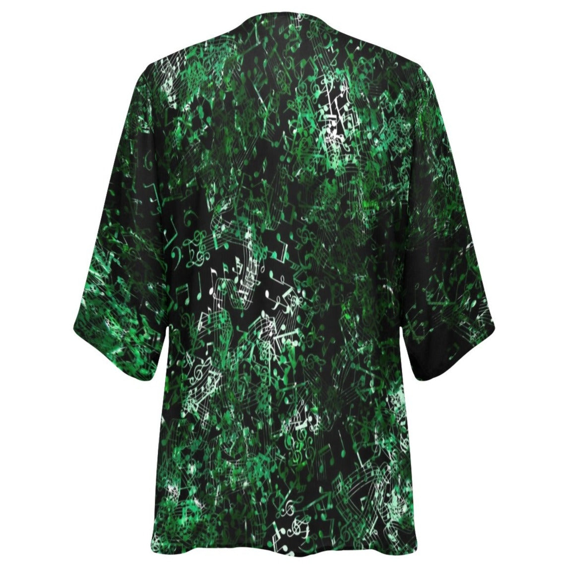 Music Notes Green Chiffon Kimono