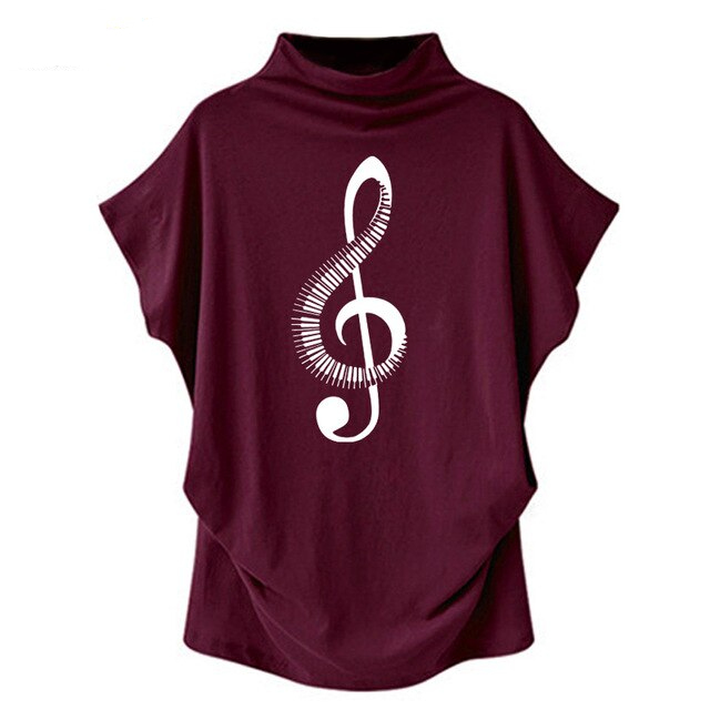 Music Notes Bat Sleeves T-shirt