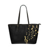 Gold Music Notes Leather Tote Bag