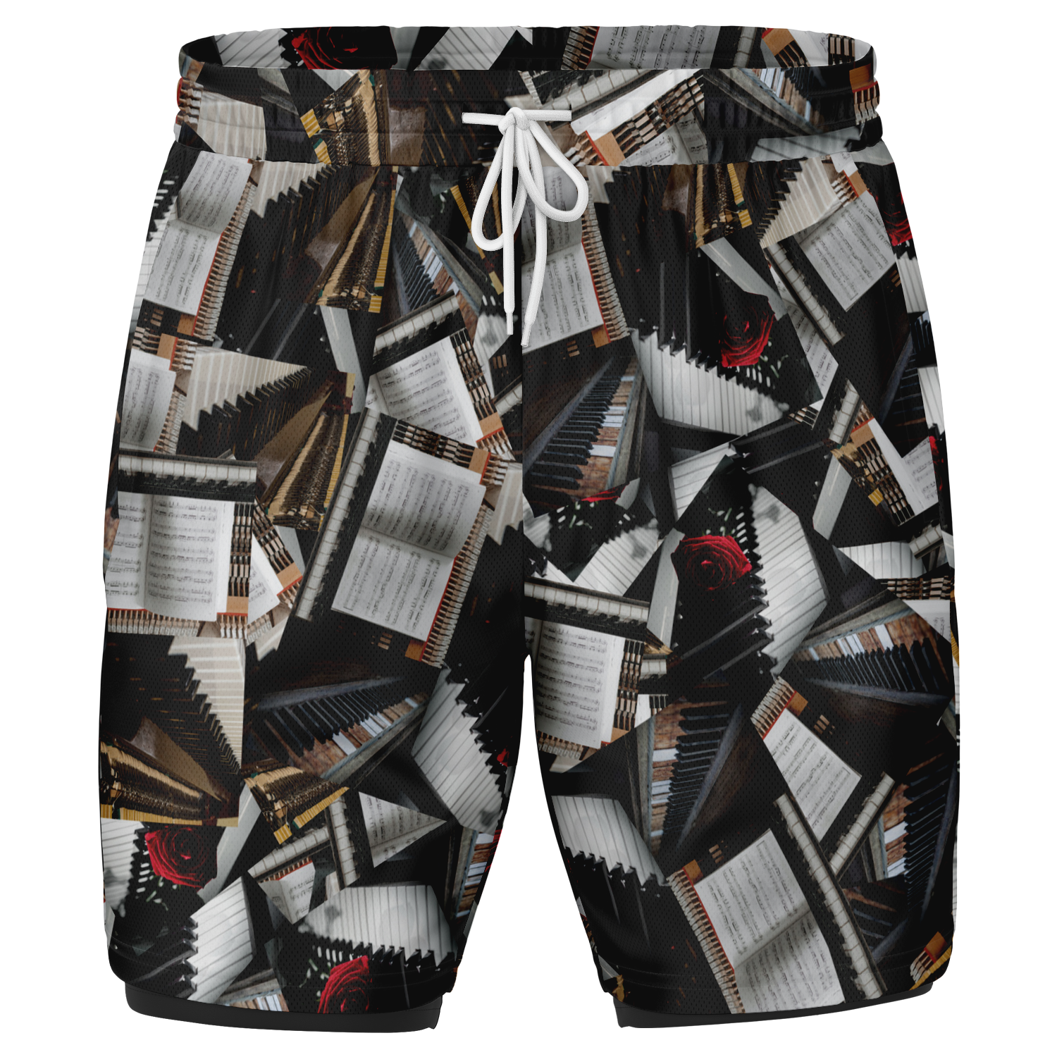 Piano Rose Flower 2-In-1 Shorts