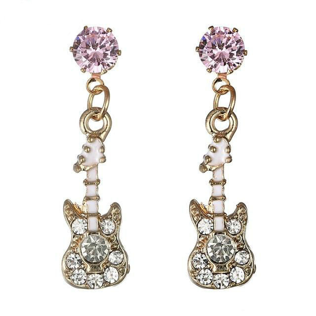 Free - Guitar Rhinestone Stud Earrings