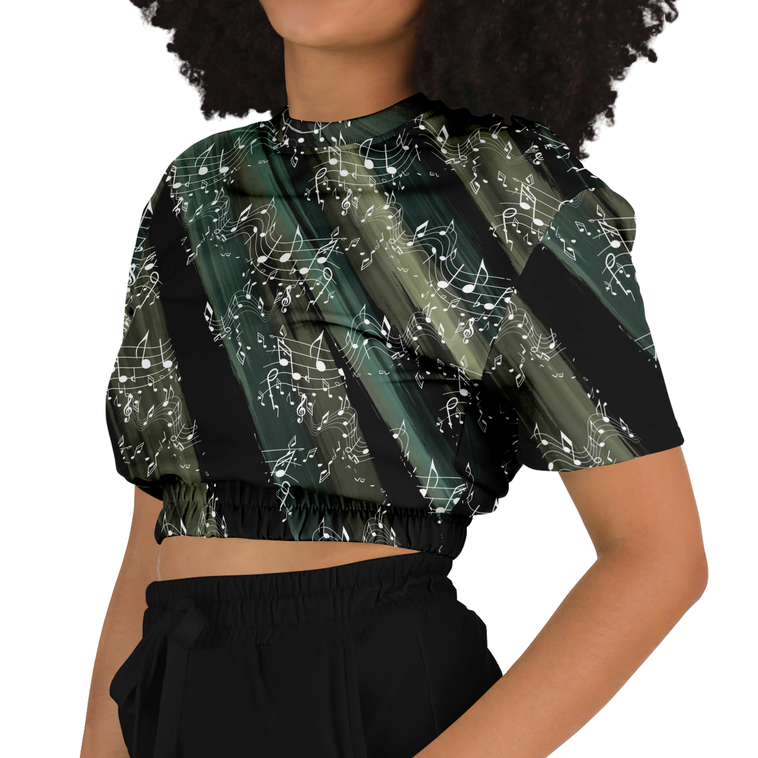 Music Notes Abstract Fix Cropped Sweatshirt