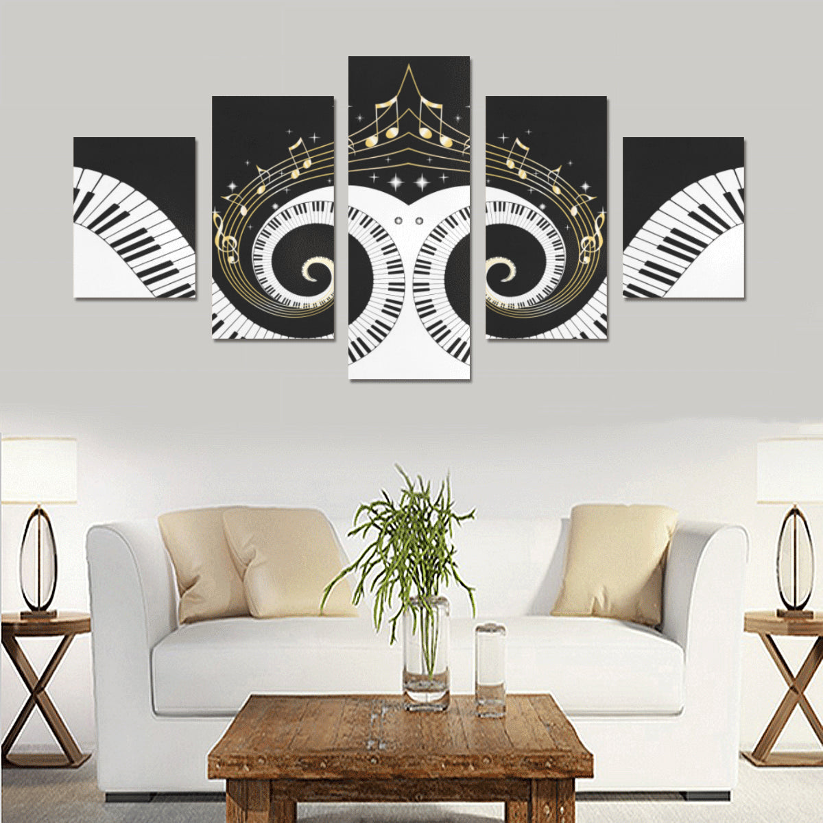 Piano Keys Art Musical Notes Canvas Wall Art