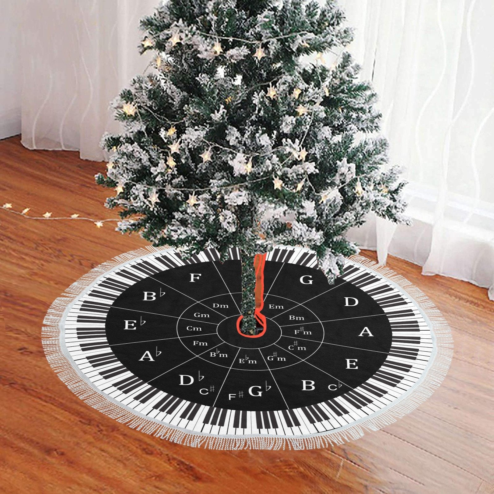 Piano Keys Circle Christmas Tree Skirt