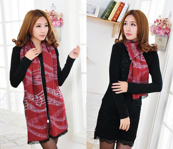 Winter Musical Note Scarf