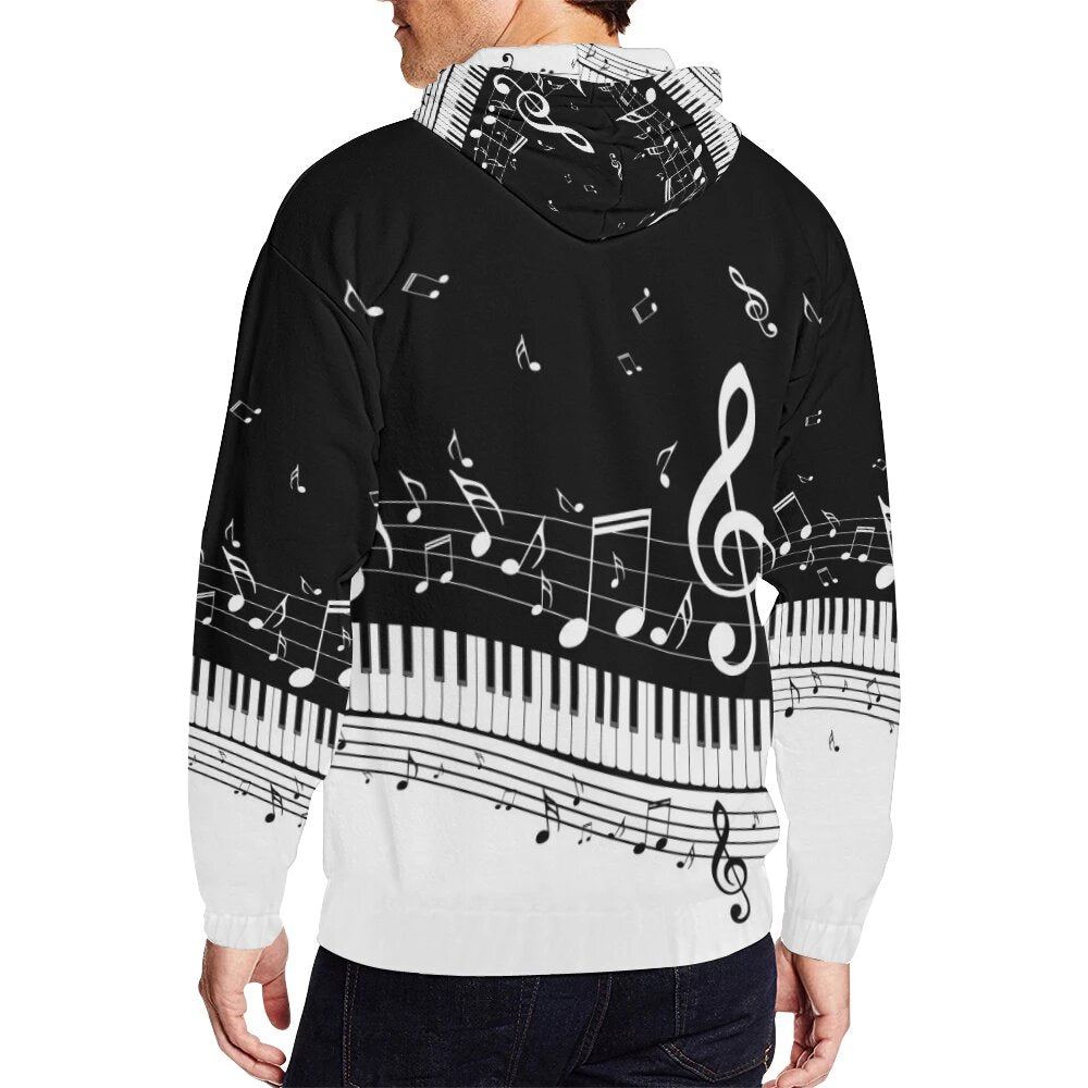 Piano and Music Notes Zip Hoodie