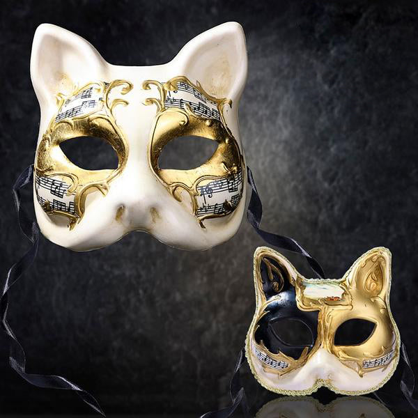Music Note Cat Venetian Mask