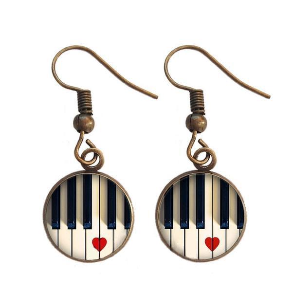 Retro Music Piano Earrings