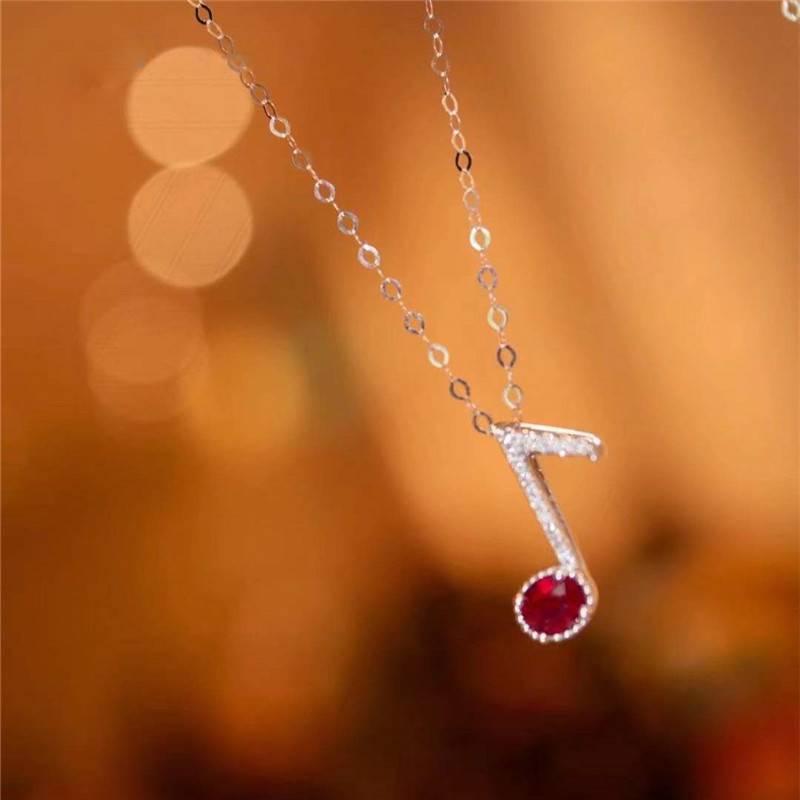 Eighth Notes 925 Silver Necklace