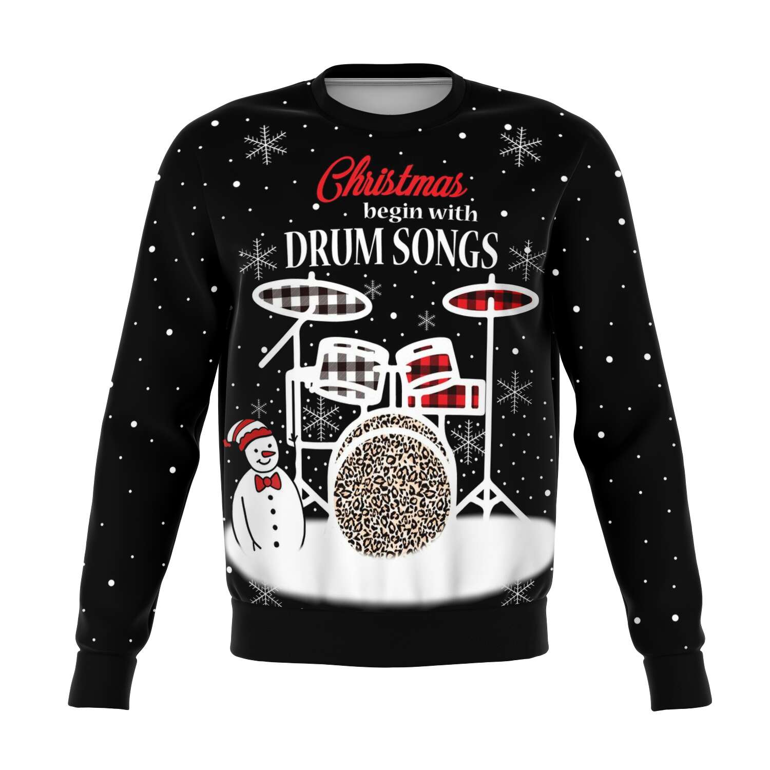 Christmas Begin With Drum Songs Black Sweatshirt - { shop_name }} - Review