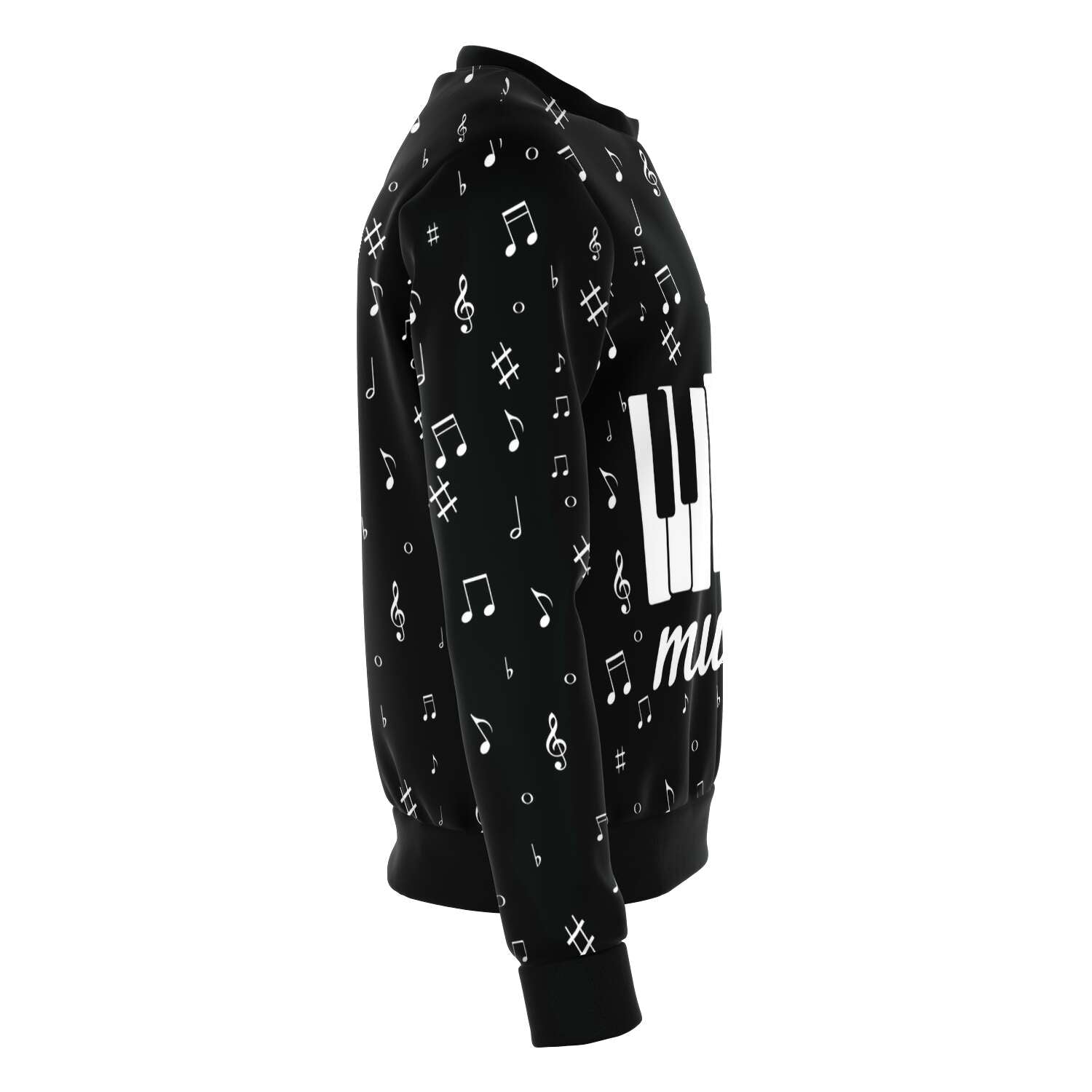 Piano Music Notes Black Sweatshirt