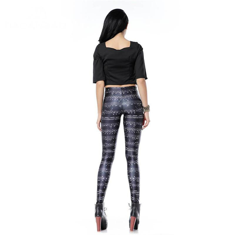 High Waist Music Note Sheet Leggings - Artistic Pod