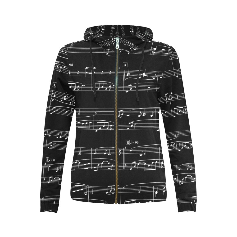 Music Notes Christmas Zip Hoodie