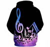 White/ Purple Music Notes Black Hoodie