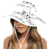 White Music Notes Wide Brim Bucket Hat