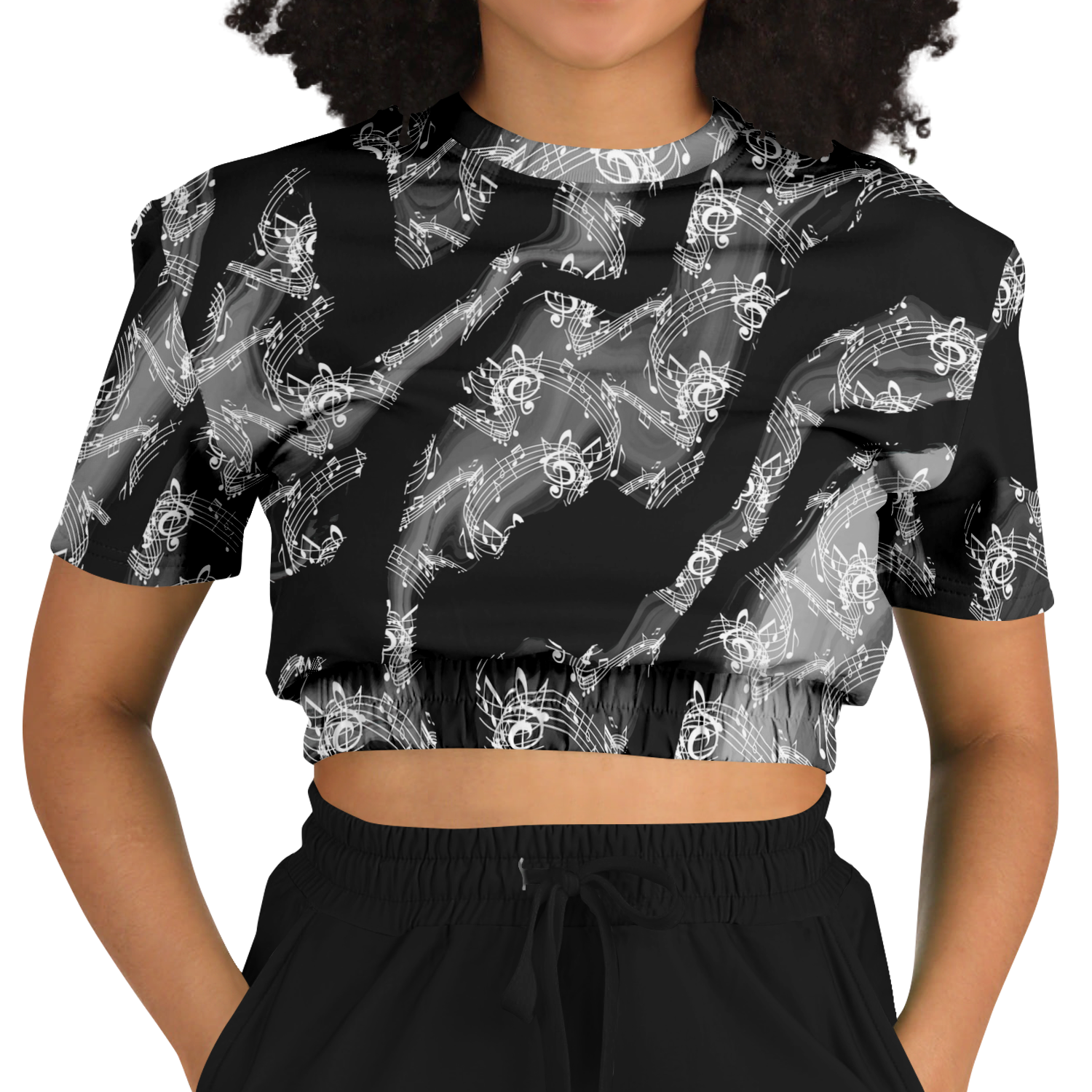 Music Notes Abstract Cropped Sweatshirt