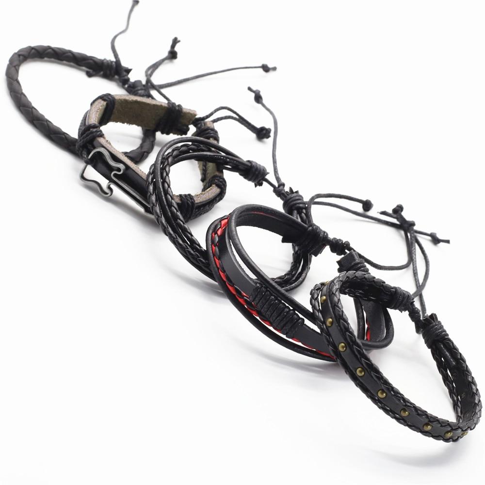 Free - 5 Pcs/set Punk Guitar Leather Bracelet