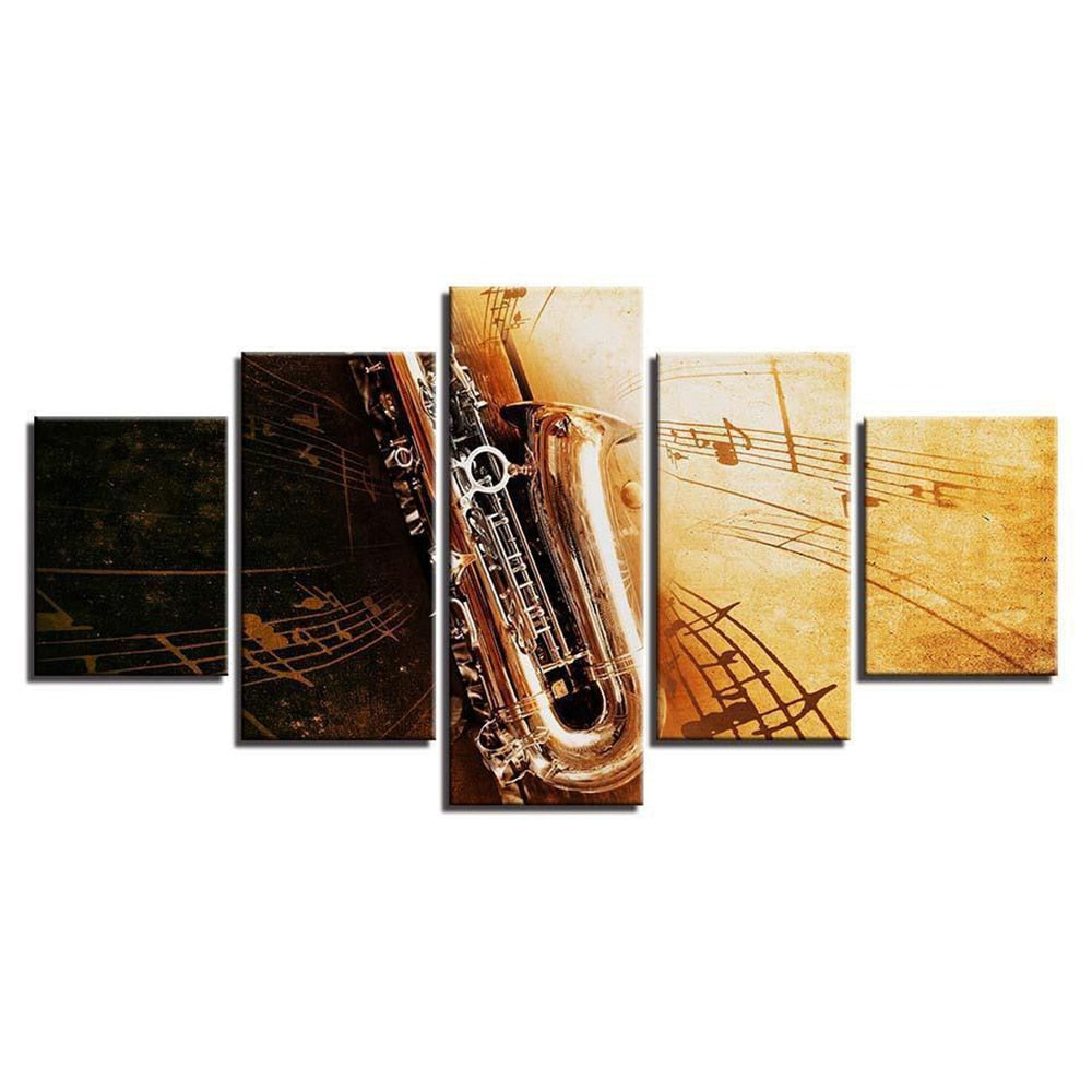 5 Pieces Saxophone Wall Art Canvas