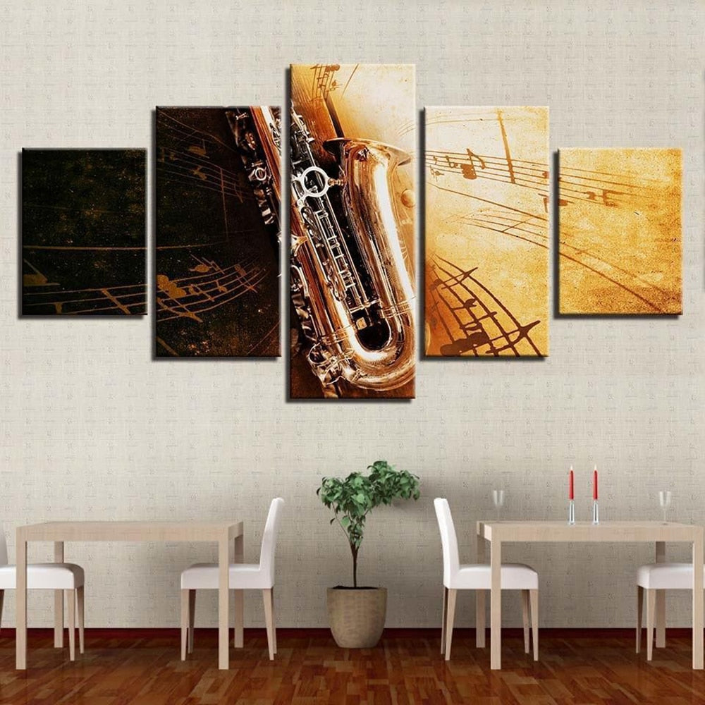 5 Pieces Saxophone Wall Art Canvas