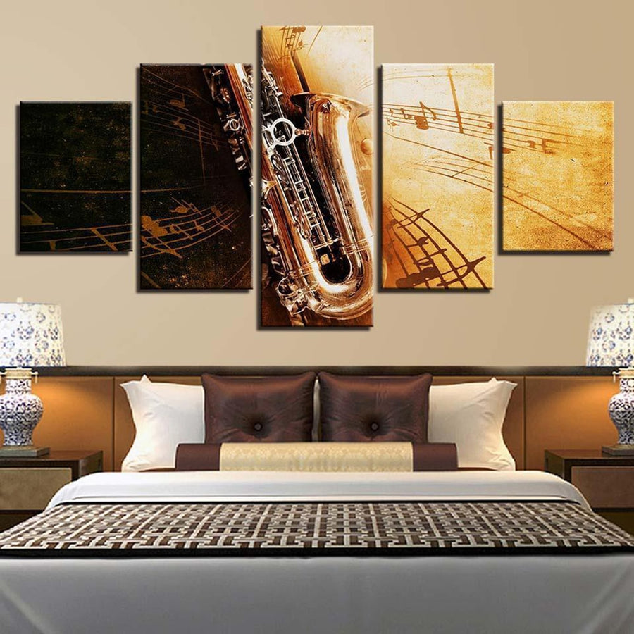 5 Pieces Saxophone Wall Art Canvas