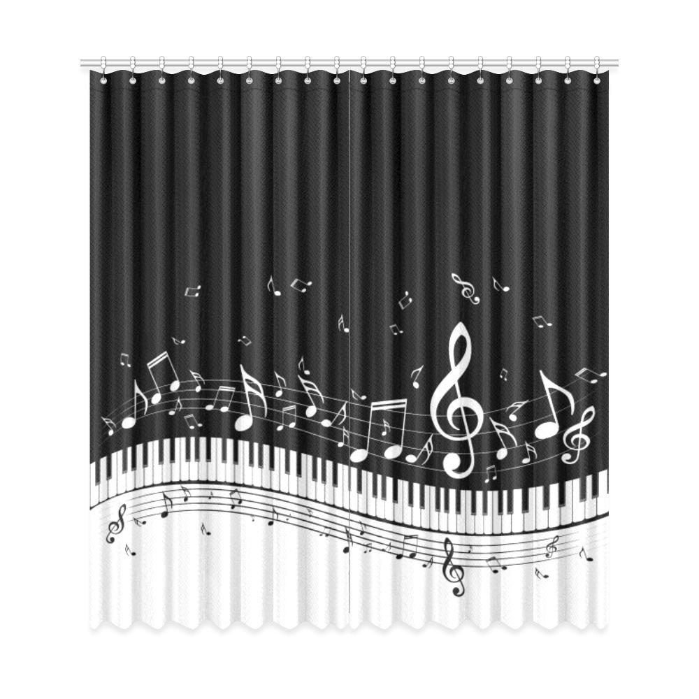 Music Notes And Piano Window Curtains