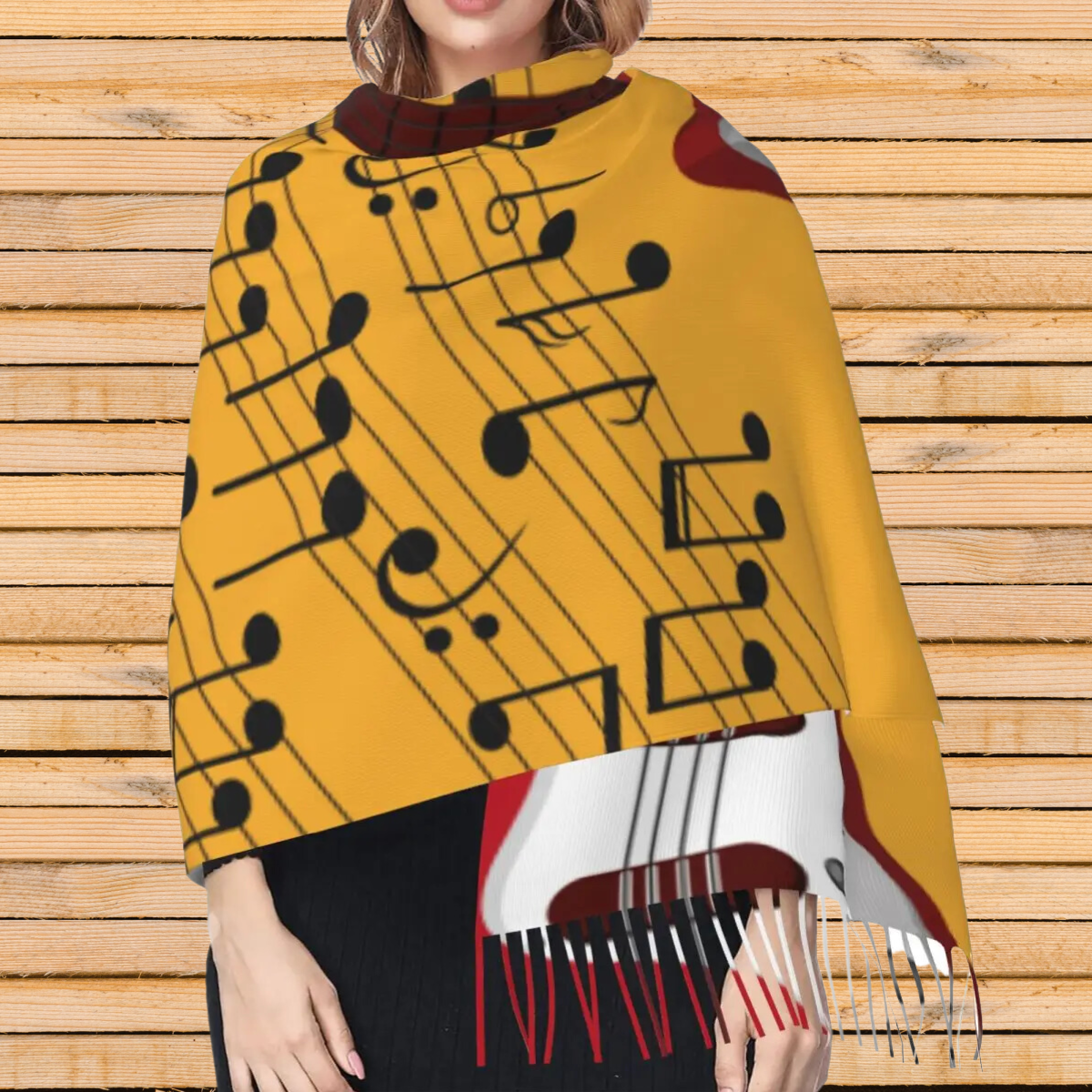 Bass Guitar Music Note Tassel Scarf