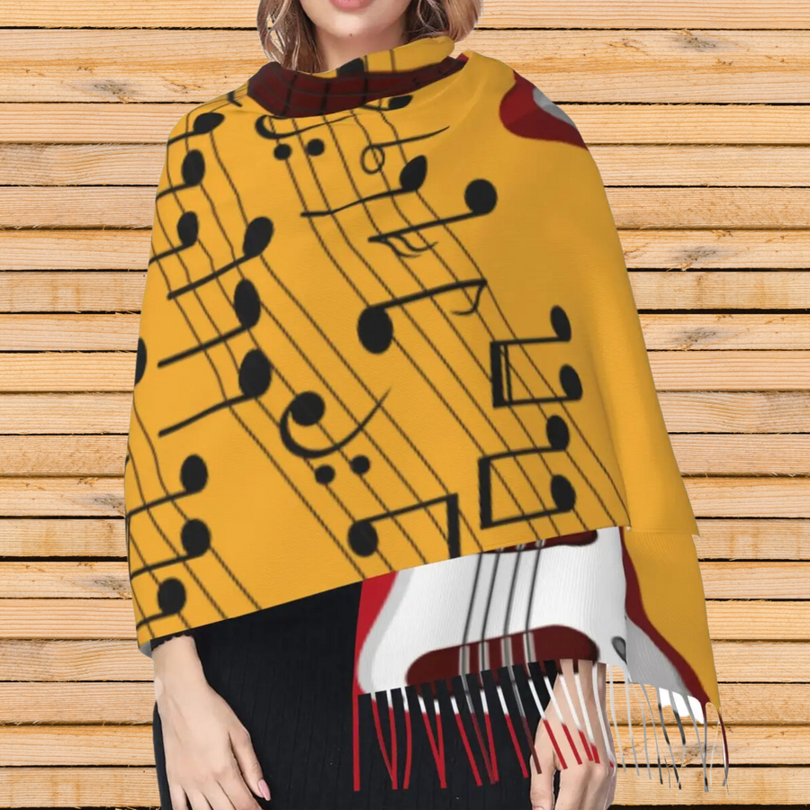 Bass Guitar Music Note Tassel Scarf