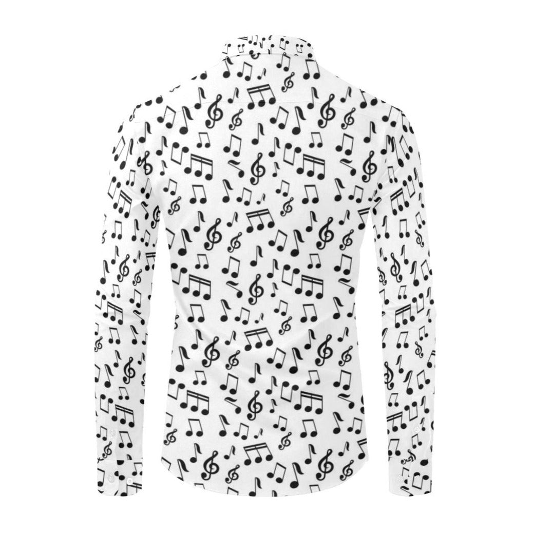 Music Notes Men's Long Sleeve White Shirt