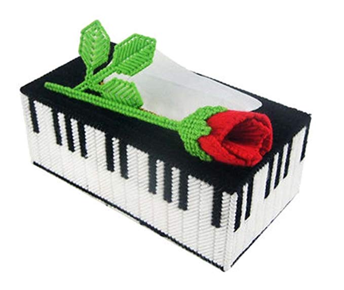 Piano Rose Tissue Box Cross Stitch Pattern