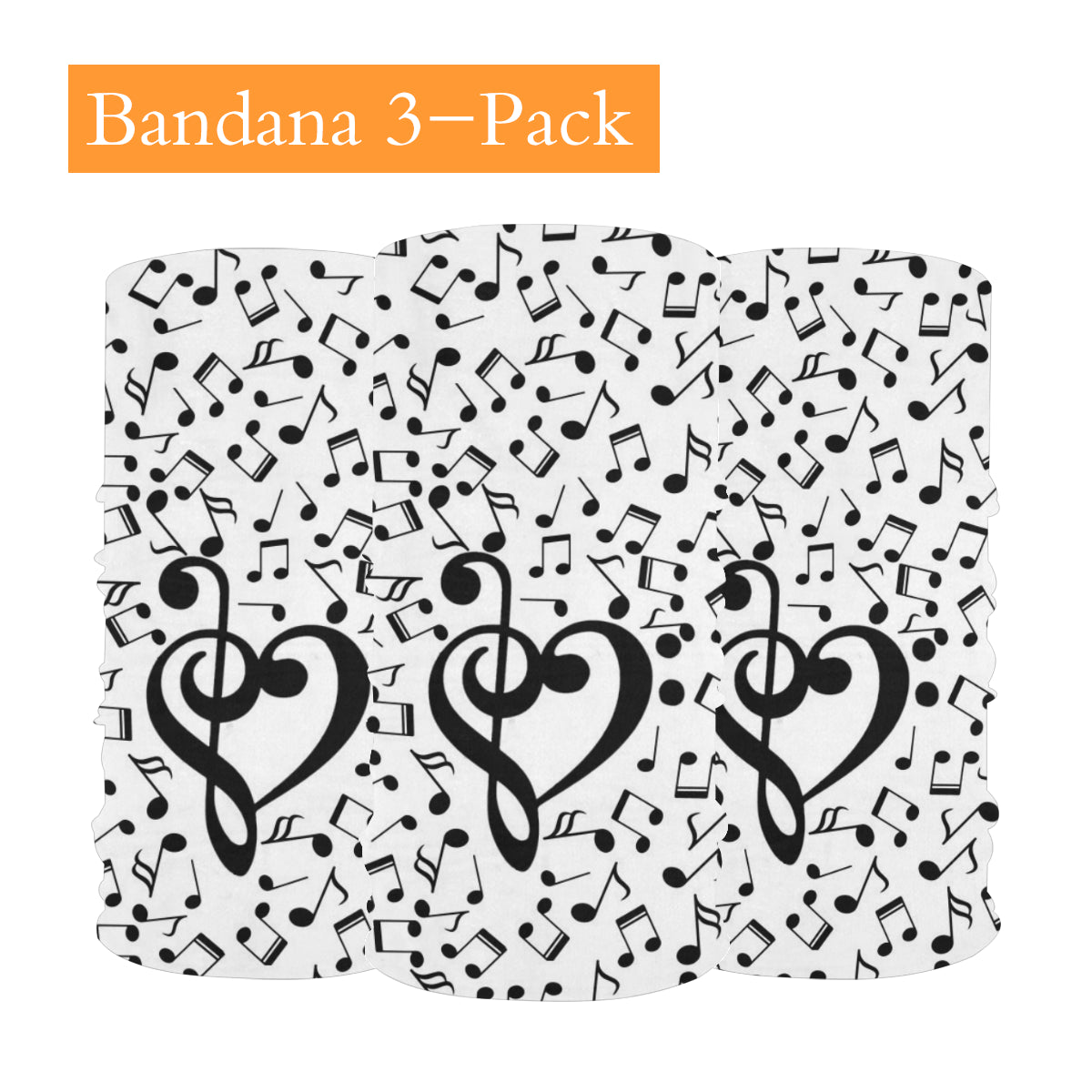 Music Notes Multifunctional Bandana(Pack of 3)