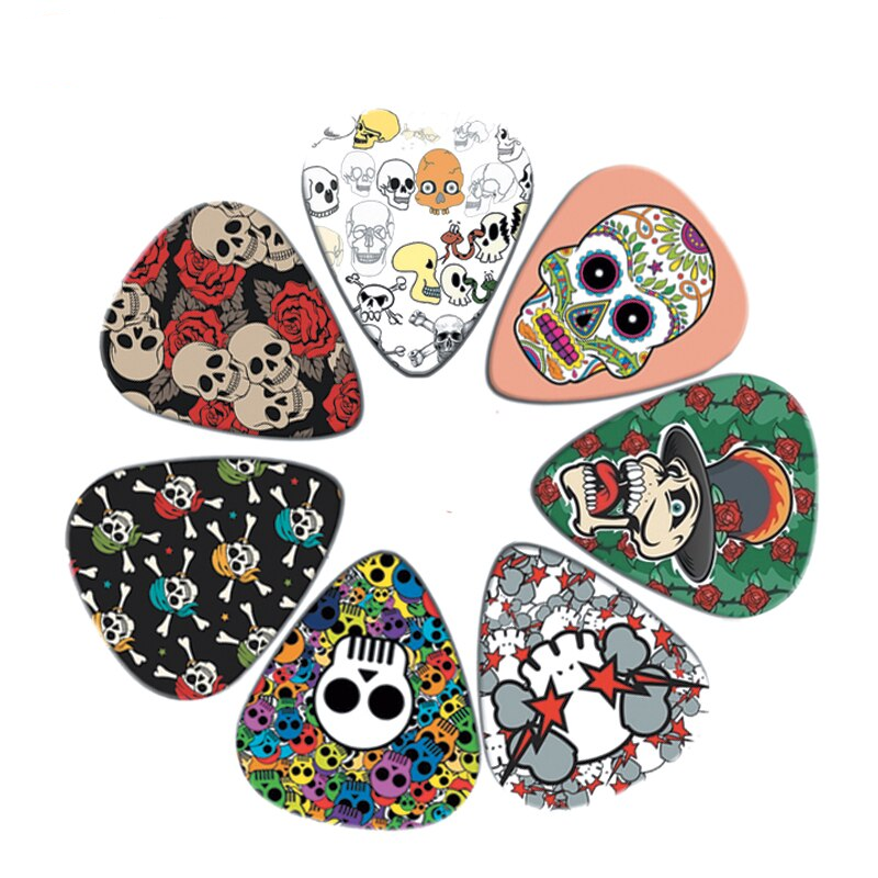 Flame Skull Black Guitar Picks Set
