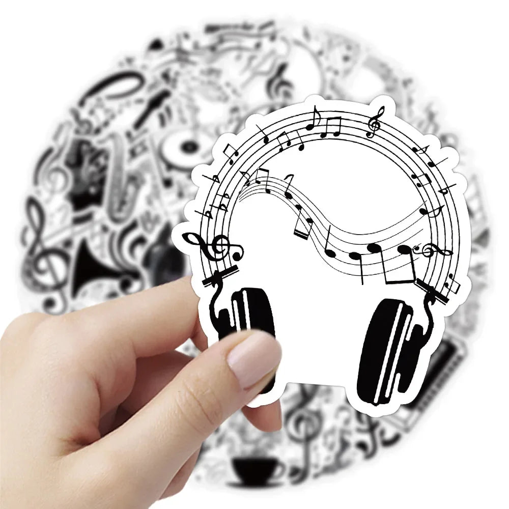 53pcs/set Black & White Cartoon Music Sticker