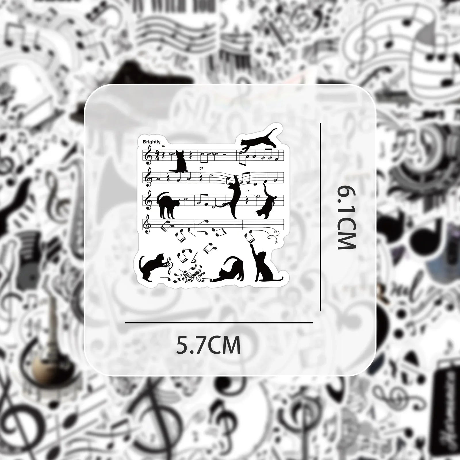 53pcs/set Black & White Cartoon Music Sticker