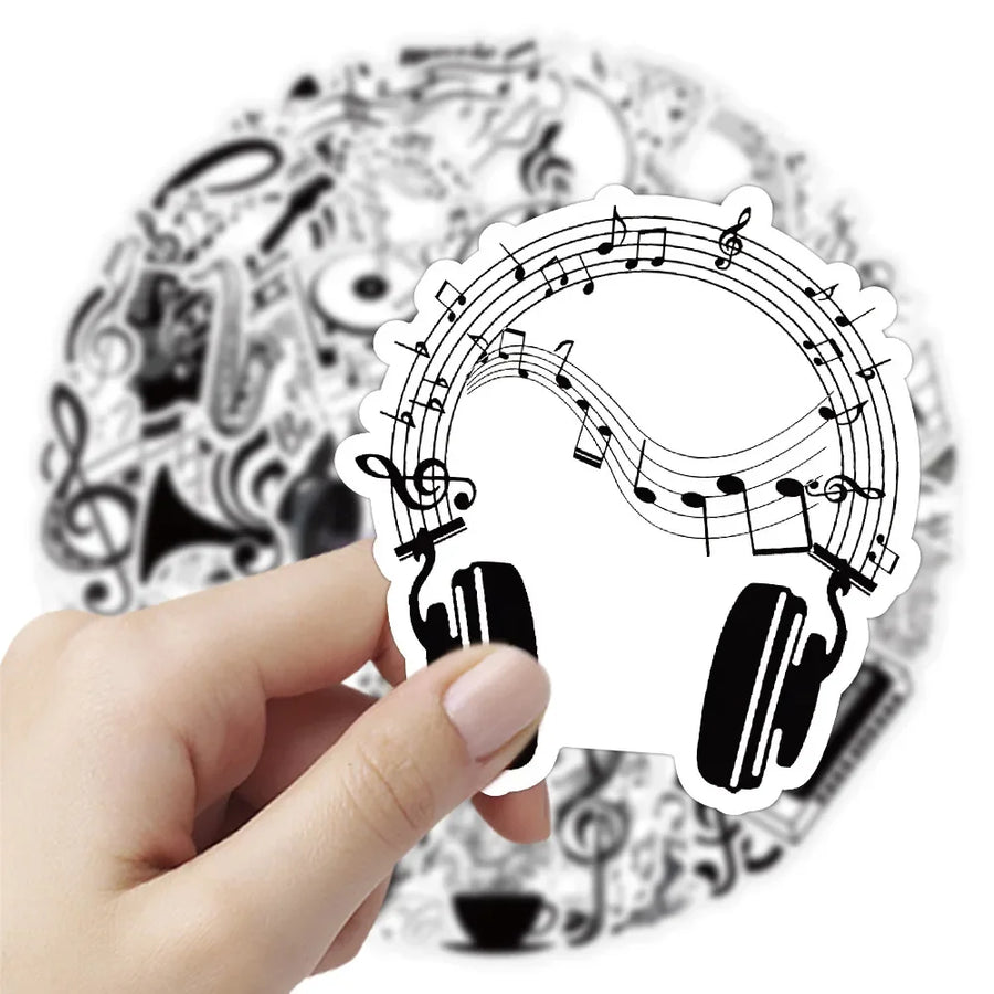 53pcs/set Black & White Cartoon Music Sticker