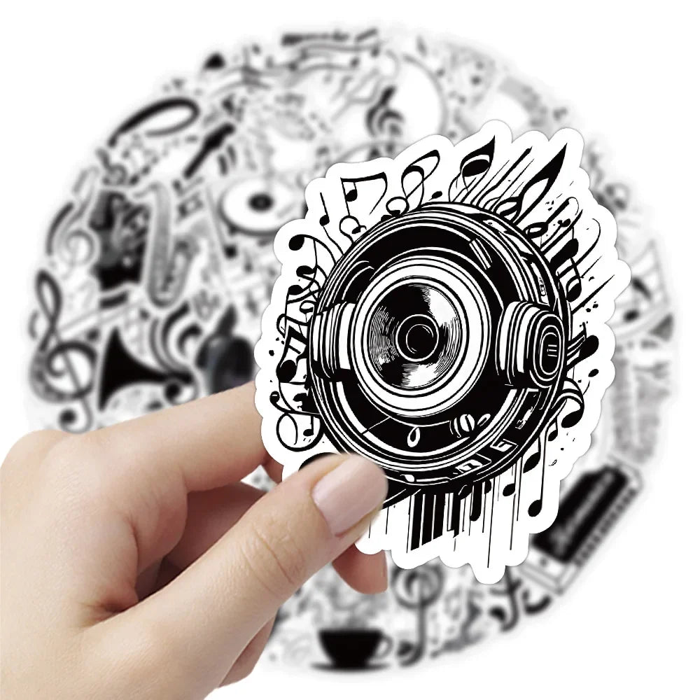 53pcs/set Black & White Cartoon Music Sticker