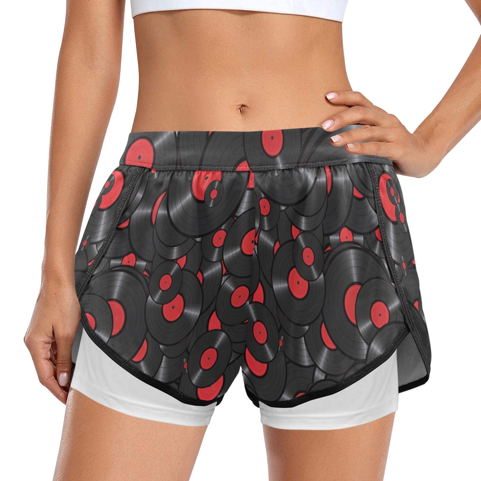 Vinyl Red Sports Shorts