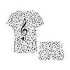 Musical Notes White Pajama Set