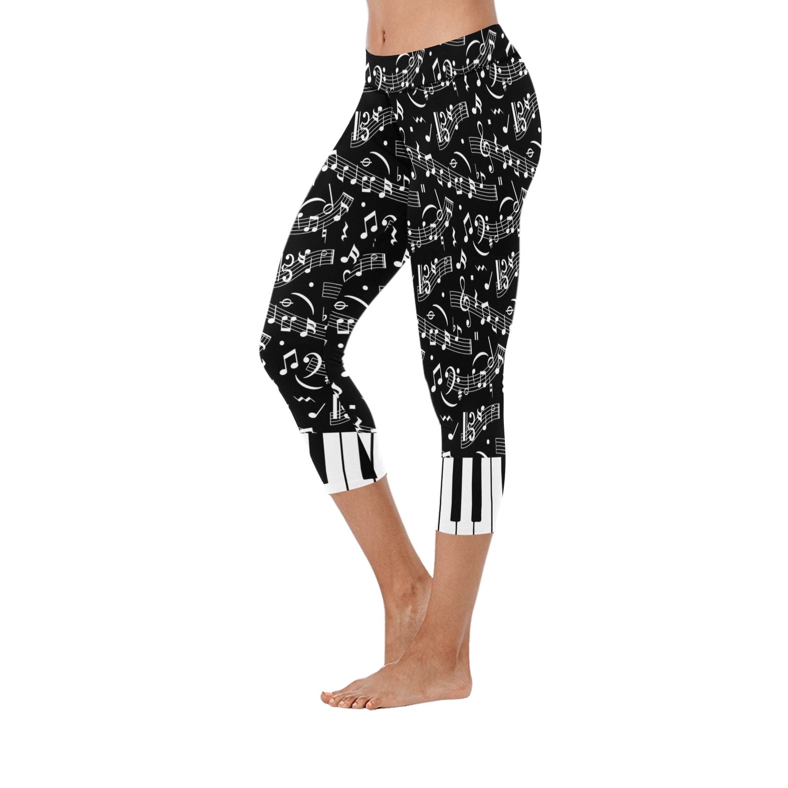 Music Notes Piano Capri Leggings