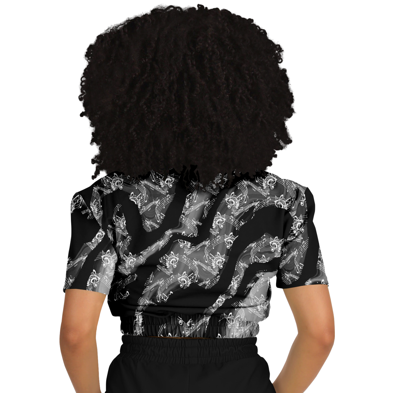 Music Notes Abstract Cropped Sweatshirt