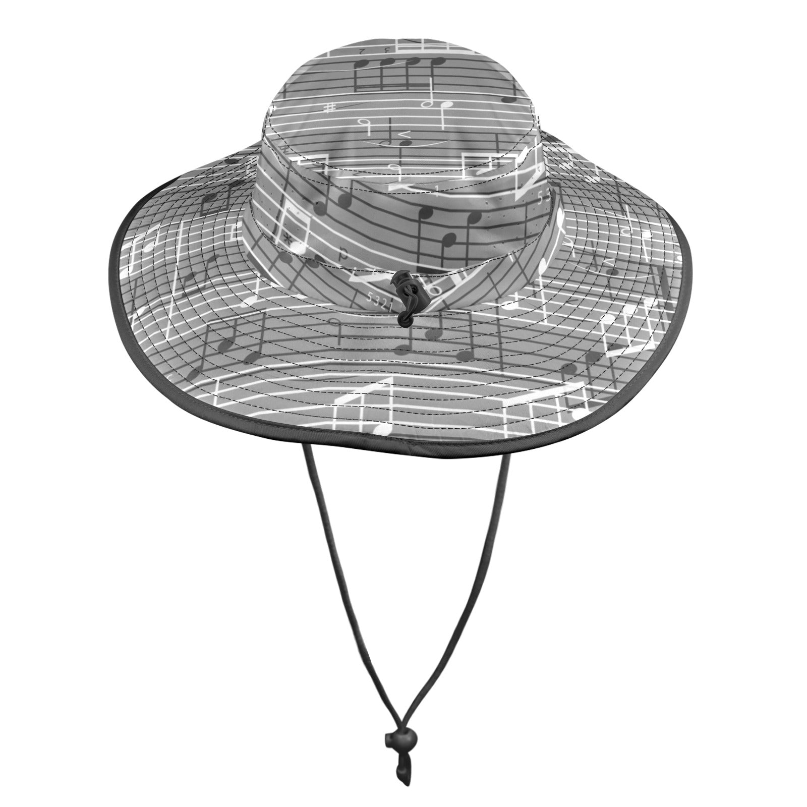 Gray Music Scores Wide Brim Bucket Hat