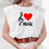 Red Heart Music Notes Sleeveless Top