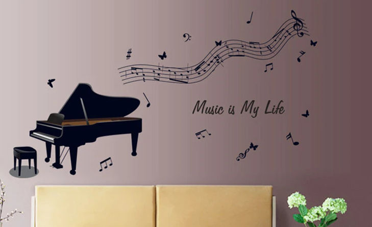 Piano Music Note Wall Sticker