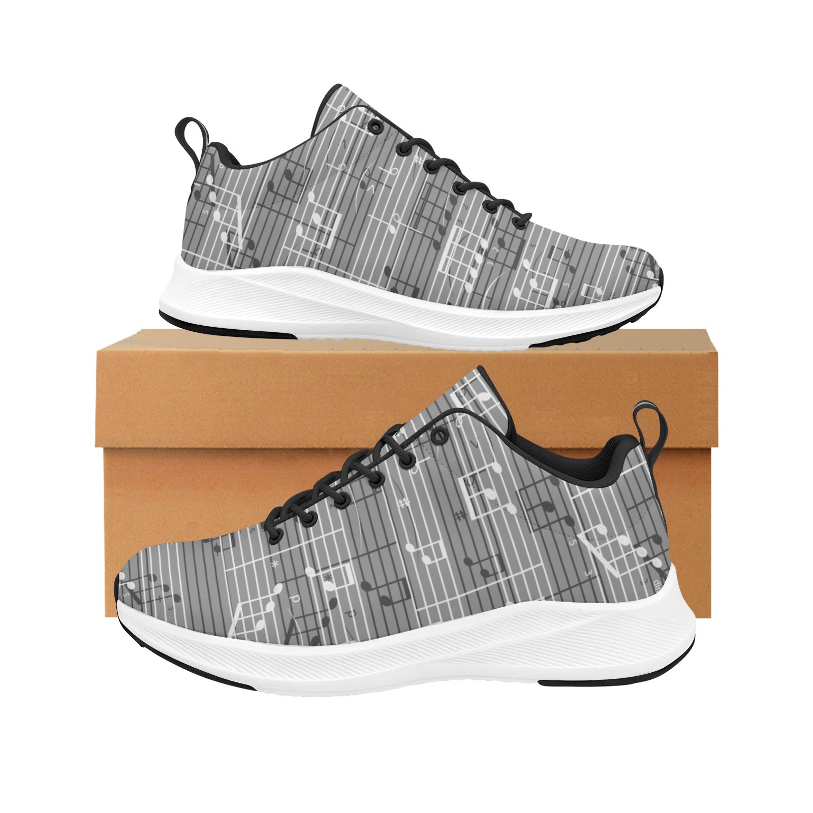 Gray Music Notes Women's Alpha Running Shoes