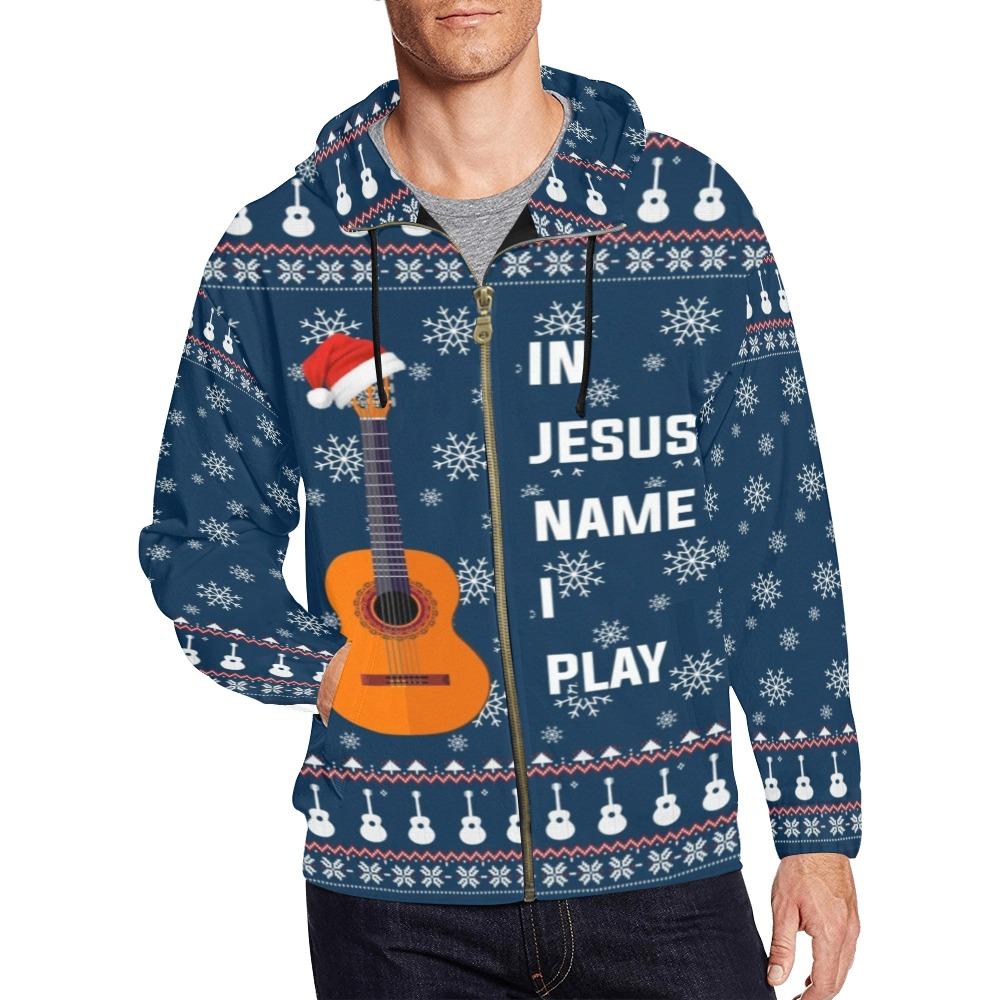 Guitar In Jesus Christmas Zip Hoodie
