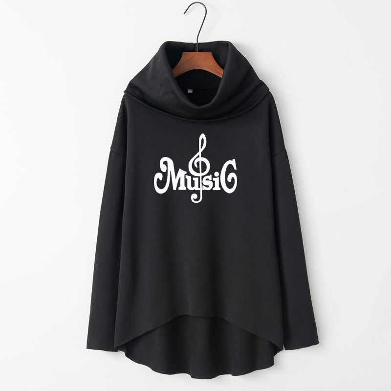 Creative Music Symbol Turtleneck Hoodie