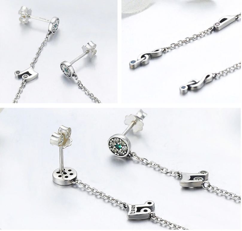 Musical Note Long Chain Earrings